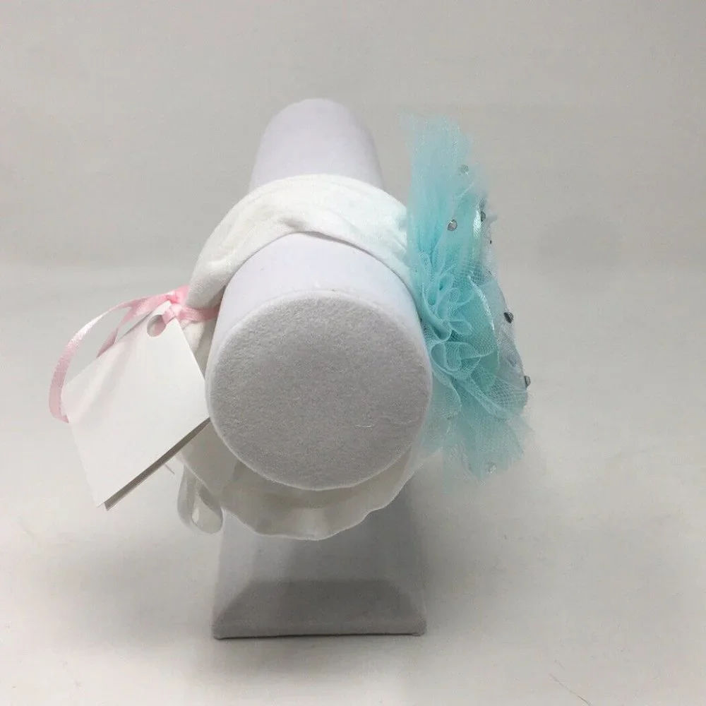 Handmade Baby Girls Headband Blue Flower 0-12m